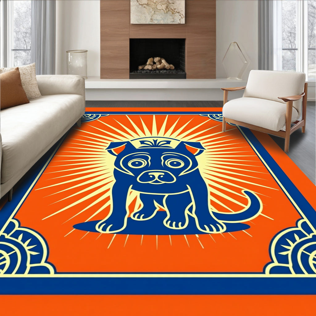 Bold Blue Dog Burst Rug