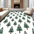 Evergreen Tree Forest Winter Rug