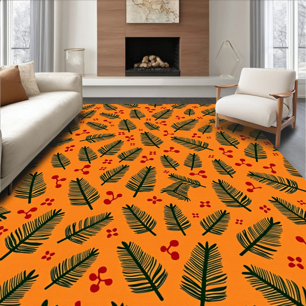 Forest Green Ferns and Berries Rug