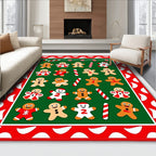 Holiday Gingerbread Man Candy Cane Polka Dot Rug