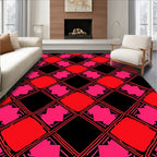 Bold Red Pink Diamond Lattice Rug