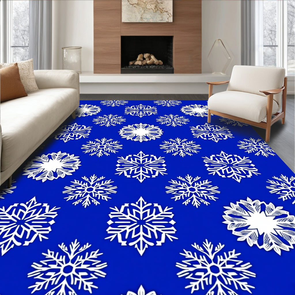 Winter White Snowflake Abundant Rug