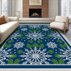 Navy Blue Snowflake Pine Needle Gala Rug