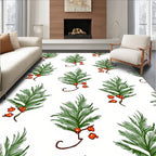 Green Pine Sprigs with Orange Berries Rug