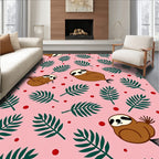 Pink Tropical Sloth Leaf Arrangement Rug