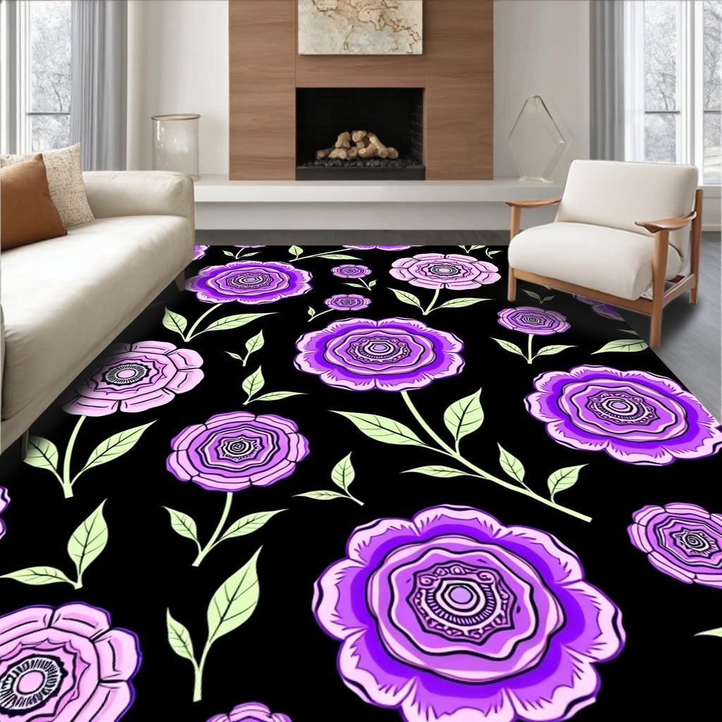 Ornate Lavender Blossom Garden Rug