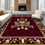 Regal Feline Crimson Ornamental Brocade Rug