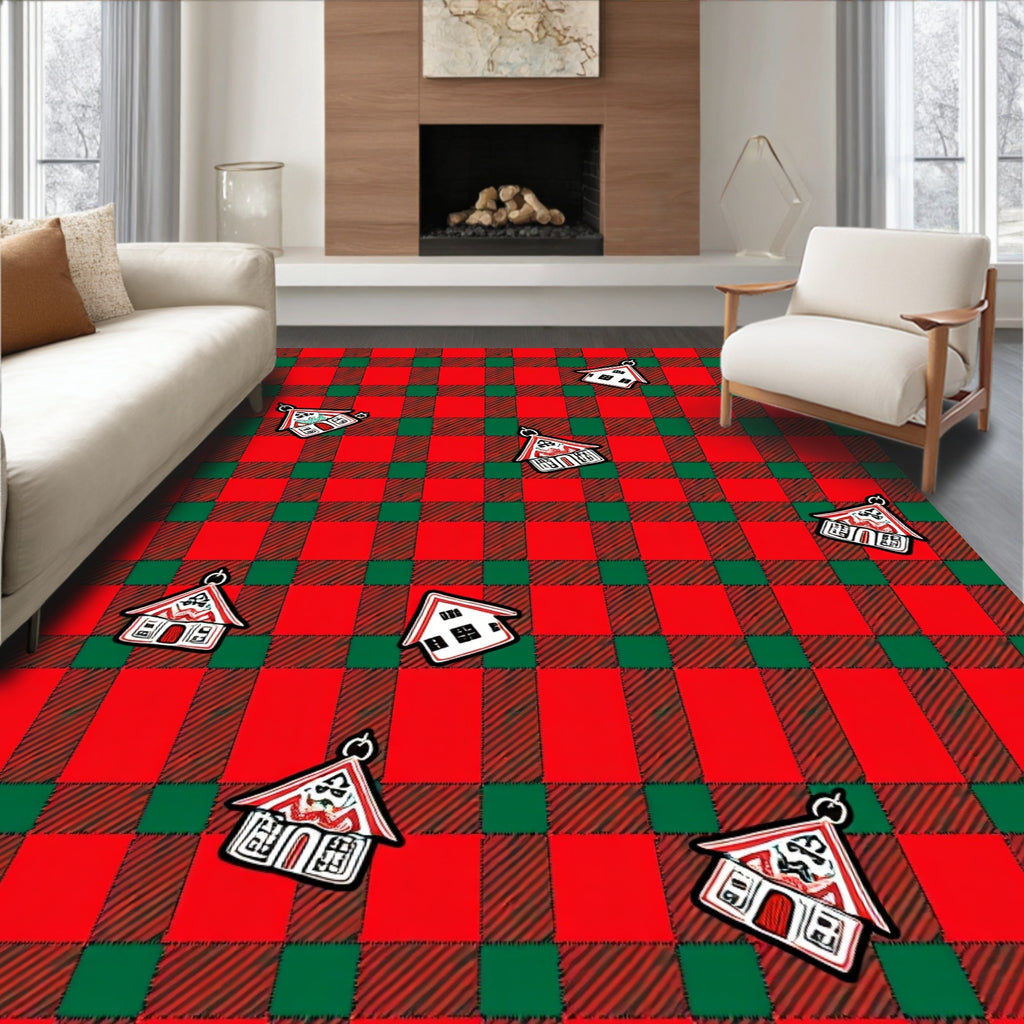 Red Green Buffalo Plaid Houses Rug