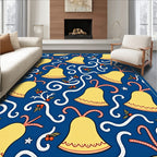 Golden Bells With Red Berries Whimsical Design Rug