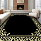 Golden Baroque Scroll Border Rug
