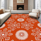 Orange White Starburst Floral Arrangement Rug