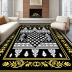 Black Yellow Geometric Pine Forest Rug