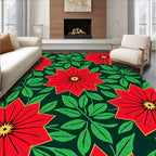 Bold Red Floral Leaf Garden Rug