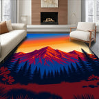 Crimson Peaks Sunset Sky Landscape Rug