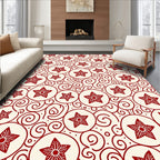 Crimson Red Star Circles Swirls Rug