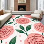 Pink Rose Garden Botanical Blossom Rug