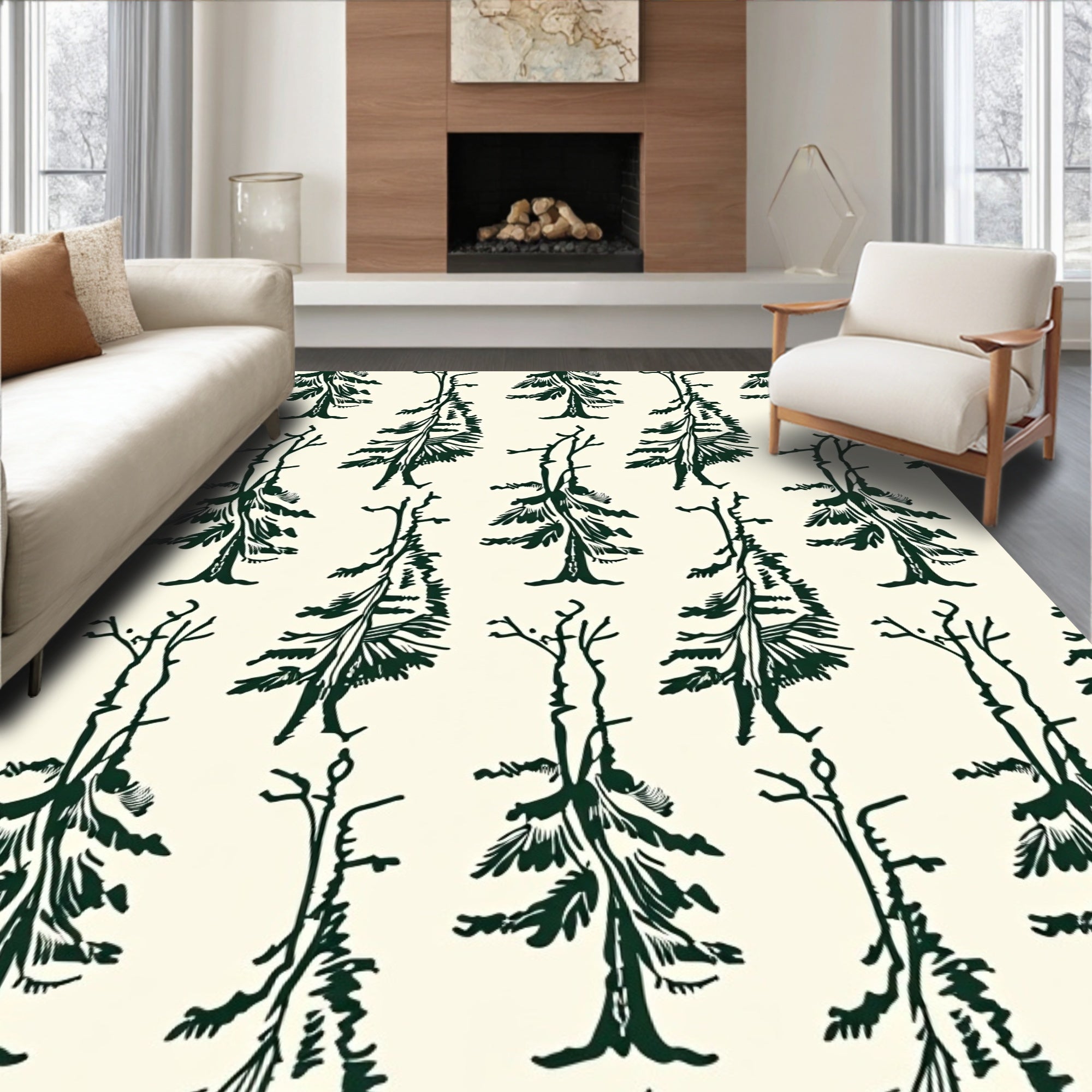 Emerald Forest Tree Line Rug