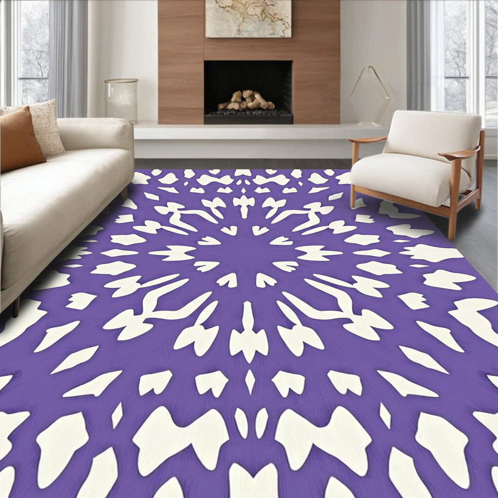 Purple Cream Radial Burst Rug