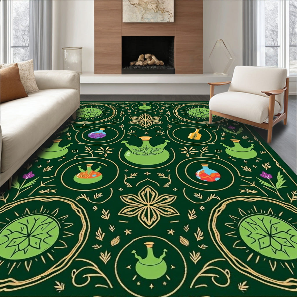 Enchanted Green Potion Alchemy Art Rug