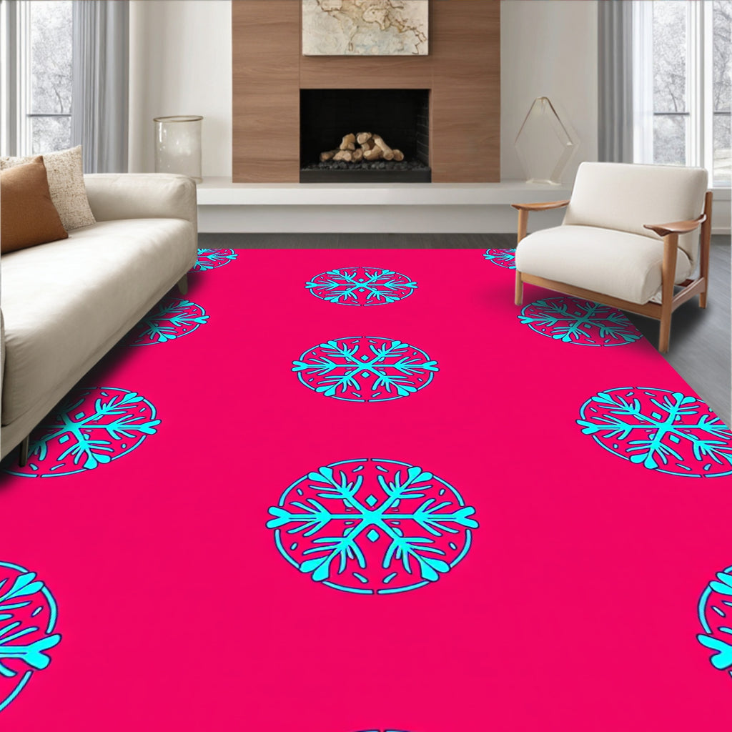 Vibrant Aqua Snowflake Scatter Rug