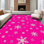 Bright Pink White Snowflake Scatter Rug