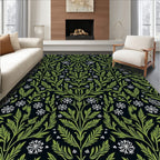 Green Leaf Snowflake Botanical Garden Rug