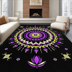 Vibrant Purple Yellow Medallion Mandala Rug