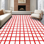 Bold Red Grid Check Rug