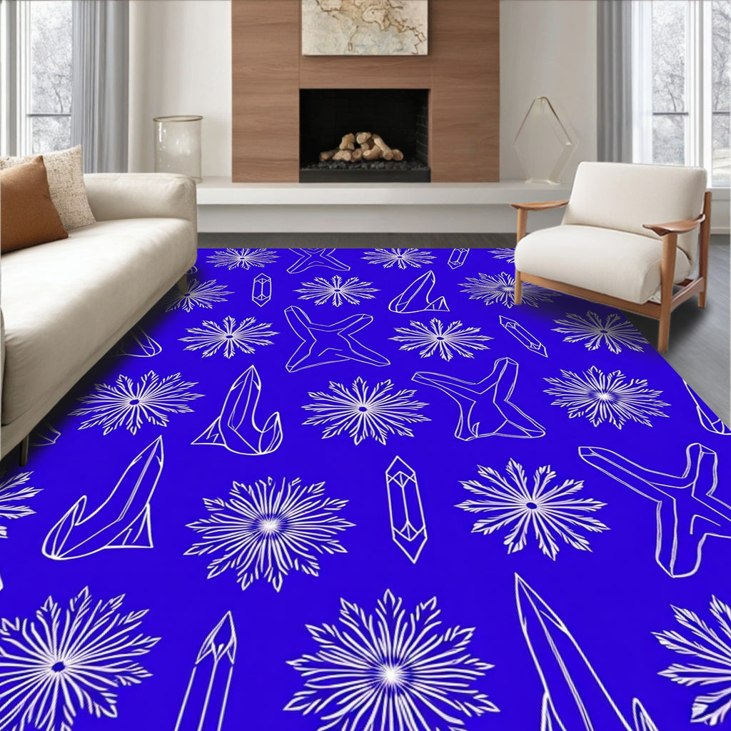 Bright Blue Crystalline StarBurst Rug