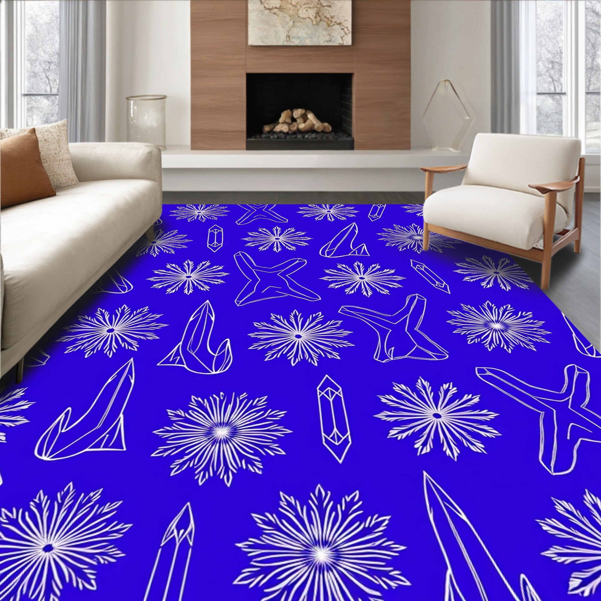 Bright Blue Crystalline StarBurst Rug