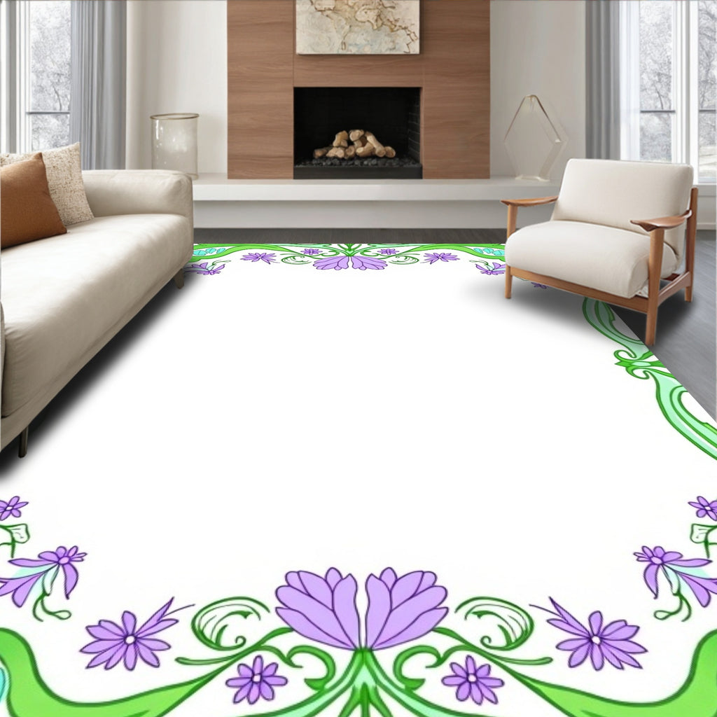Art Nouveau Lilac Floral Vines Rug