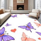 Whimsical Purple Butterfly Hearts Garden Rug