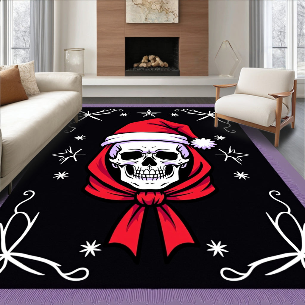 Dark Skull Christmas Star Accents Rug