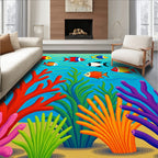 Underwater Coral Reef Fish Scene Rug