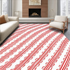 Crimson Red Diagonal Stripe Swirl Rug