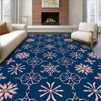 Navy Rose Snowflake Medallion Rug