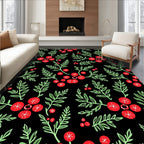 Red Cherry Berry Leaves Rug