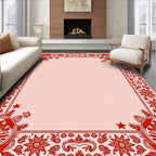 Crimson Floral Paisley Border Rug