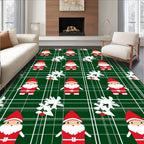 Christmas Gnome Green Tartan Scene Rug