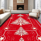 Festive Red Christmas Tree Star Runner Rug