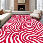 Bold Red Organic Swirl Rug