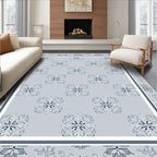 Pale Blue Floral Medallion Repeating Rug