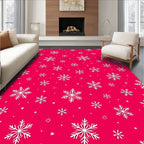 White Snowflake Scatter On Pink Rug