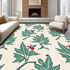 Green Leaf Red Berry Branch Repeat Rug