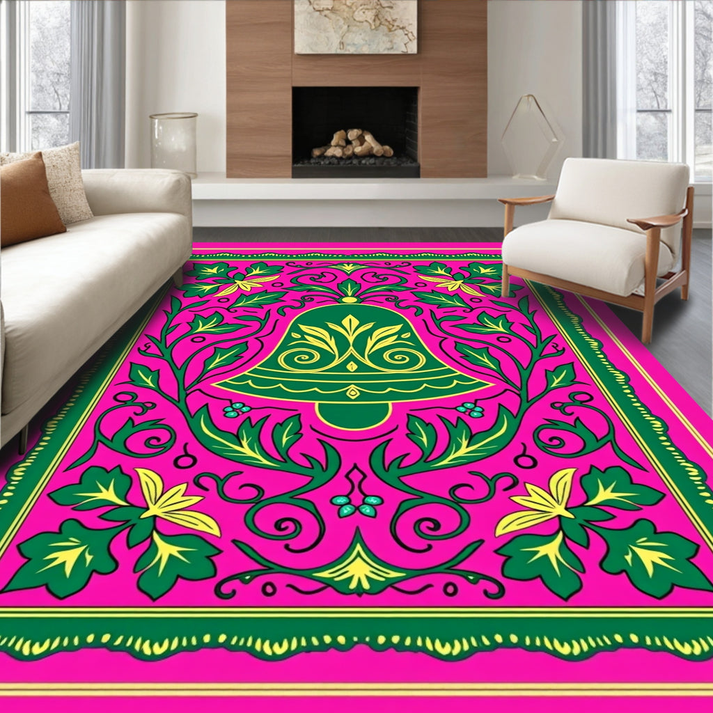 Vibrant Pink Bell Floral Garden Rug