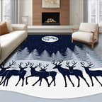 Midnight Winter Moon Deer Herd Rug
