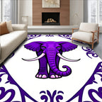 Vibrant Purple Elephant Floral Frame Rug