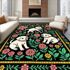 Whimsical Puppy Floral Garden Rug