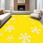 Sunny Yellow White Snowflake Scatter Rug