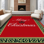 Red Festive Holly Border Rug